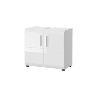 MID.YOU Waschbeckenunterschrank , Weiß Hochglanz , Holzwerkstoff , 1 Fächer , 60x54x32 cm , stehend , Badezimmer, Badmöbel, Waschbeckenunterschränke