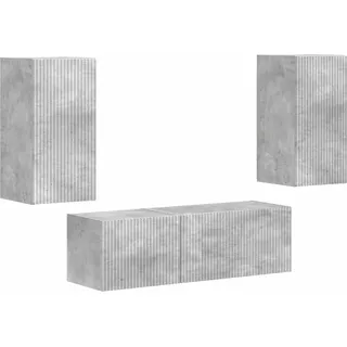 TV-Wandregal-Set Wandmontiert 4 pcs Beton Grau Holzwerkstoff - Grau