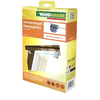 Windhager Montageset Seilspannmarkise Edelstahl InoxLine Silber, Befestigungsset aus Metall für Wand- und Deckenmontage, wetterfest und rostfrei, für Spannweiten bis 5 m, komplett für Montage, 10885