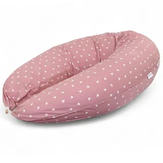 HOBEA-Germany Stillkissen 190 cm x 76 cm XXL Lagerungskissen Schwangerschaftskissen für Baby und Erwachsene Seitenschläferkissen Stillkissen mit Bezug aus Bio Baumwolle, Herzen Altrosa