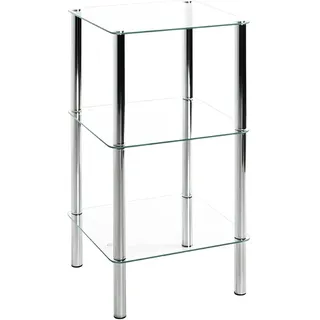 Haku-Möbel Regal Chrom, Metall, Sicherheitsglas - Maße: B 39 cm x H 77 cm x T 39 cm, Style: Modern