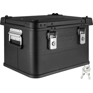 Aluminium Box mit Deckel Schwarz Alu Kiste Box Alukiste 30 Liter Transportbox Metallbox Alu Aufbewahrungsbox Boxen Abschliessbar Metallkiste Trucky - Schwarz