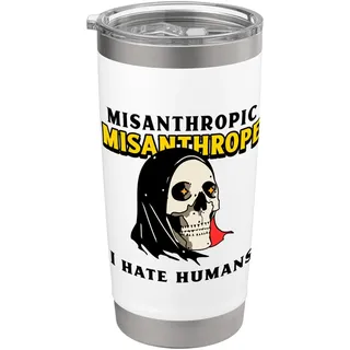 Misanthropischer Misanthrop Ich hasse Menschen (Lustiges Statement für Einzelgänger) Doppelwandiger Edelstahl-Thermobecher