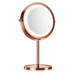 Navaris 5-fach Vergrößerung Standspiegel LED beleuchtet kupfer