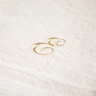 Caleffi Handtuch mit Gästehandtuch aus Baumwolle, Bestickt, elfenbeinfarben – 71356