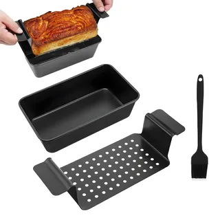 Brotbackform Kasten, Kuchenform Kasten Toastbrot Backform Kohlenstoffstahl Brotbackform Mit Gitterabbau Backblech Rechteckig Brotbackformen 24x14x6.5cm Hausbäcker Set mit Ölpinsel