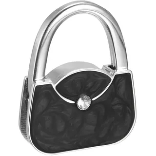 sourcing map Faltbare Geldbörse Haken 2.17"x1.69" (LxW) Metall Tragbare Handtasche Kleiderbügel Halter für Tischtasche Aufbewahrung Faltende Dekoration Schwarz