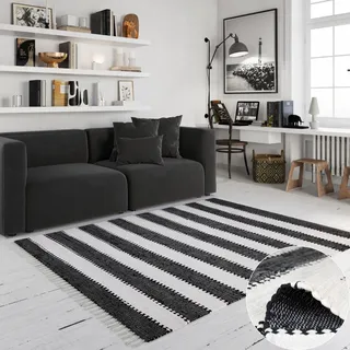 OTTO home Benja Handwebteppich 80 x 150 cm Schwarz/Weiß
