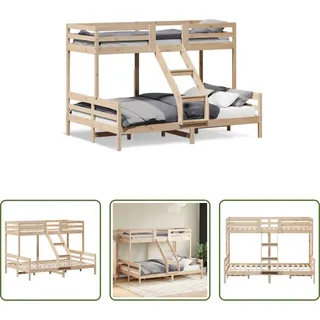 The Living Store Etagenbett 80x200/140x200 cm Massivholz Kiefer - Braun