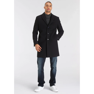 Kurzmantel BRUNO BANANI "Flex-Coat", Herren, Gr. M (48/50), schwarz, Flanell, Obermaterial: 80% Polyester, 10% Polyacryl, 10% Viskose. Futter: 100% Polyester, tailliert hüftbedeckend, Mäntel Kurzmantel