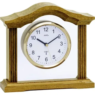 AMS Funk-Tischuhr 5139/4 - Massivholzgehäuse eichelackiert - Braun