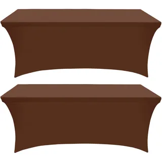 Utopia Kitchen Spandex Tischdecke 2 Pack [6FT, Heller Kaffee] Enge, Passgenaue, Waschbar und Faltenfrei Tischdecke Outdoor für Veranstaltung, Hochzeit, Bankett & Partys [183Lx76Wx76H] cm