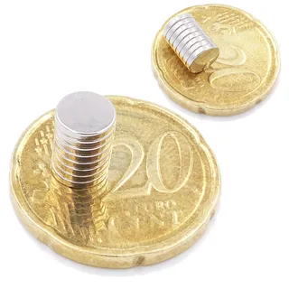 Brudazon | 50 Mini Scheiben-Magnete 6x1mm | N52 stärkste Stufe - Neodym-Magnete ultrastark | Power-Magnet für Modellbau, Foto, Whiteboard, Pinnwand, Kühlschrank, Basteln | Magnetscheibe extra stark