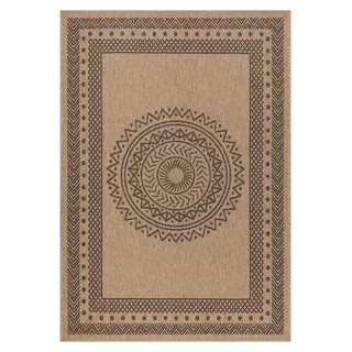 Carpetsale24 Indoor Outdoor-Teppich Flachgewebe Natürlicher Sisal Look Wetterfest Wohnzimmer Balkon Küche Terrasse Boho Design Grösse: 240x340 cm - Schwarz