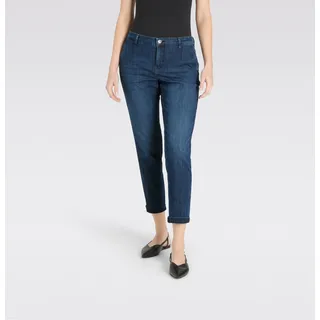 Slim-fit-Jeans MAC "CHINO turn up", Damen, Gr. 38, N-Gr, blau (schwarz basic wash), Denim/Jeans, Obermaterial: 98% Baumwolle, 2% Elasthan, unifarben, slim fit knöchelfrei, Jeans Slim-fit-Jeans, im Five-Pocket Style