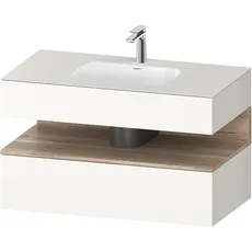 Duravit Qatego Einbauwaschtisch mit Konsolenwaschtischunterbau, 1000x550x600mm, Nische Eiche Mamoriert, QA4786055, Farbe: Weiß Supermatt/mit Nischenbeleuchtung