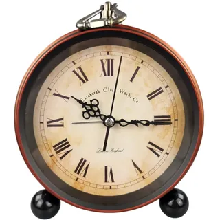 GMMH Retro Analog Wecker, Ohne Ticken, Tischuhr Nachttischuhr (27-1) Alarmwecker Vintage Retro Nostalgie aus Metall, Antik Standuhr Schreibtischuhr Uhr Tischwecker mit Alarm, Weckuhr