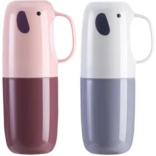 Reise Wasser Becher Set, 2 Stück Zahnbürsten Etui mit Griff Reise Zahnbürstenhalter für Zahnbürsten und Zahnpasta Kinder Reise Zahnputzbecher Tragbar für Wandern Geschäftsreisen Zuhause Schule (Rosa)
