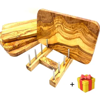 Olivenholz-erleben Geschirrständer »Brettchenständer für bis zu 4 Frühstücksbretter« Platzsparende Aufbewahrung für bis zu 4 Brettchen an einem Ort, braun