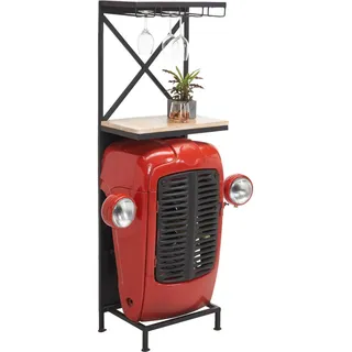 Ambia Home Bar , Naturfarben, Rot, Schwarz , Metall , Mangoholz , massiv , 36x153x52 cm , Esszimmer, Barmöbel, Barschränke & Theken