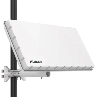 HUMAX Flat H39D SAT Flachantenne Satellitenschüssel für 1 Teilnehmer mit Single-LNB, Halterung für Wand oder Mast, Vergleichbar mit 60 cm SAT Schüssel, Weiß