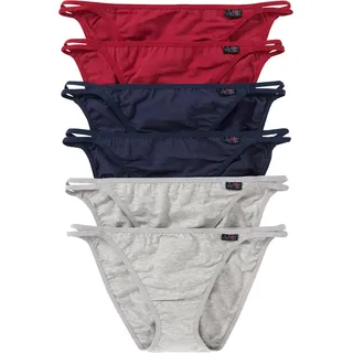 bonprix Tanga Slip 6 St. hellgrau meliert/dunkelblau/abendrot 36/38