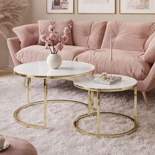 Runder Tisch CIRI GLASS 2in1 Goldchrom