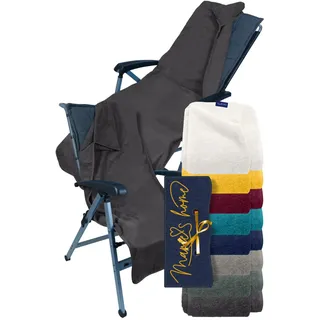 Marie ́s Home Frottee - Schonbezug für Gartenstuhl und Gartenliege Gartenstuhlauflagen 60x130 für Campingstuhl Campingliege Klappstühle Saunaliege Strandliegen Poolliegen, 60 x 130 cm, anthrazit