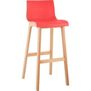 CLP Barhocker Hover Kunststoffsitz mit Lehne Vierfußgestell Natura aus Buchenholz,rot - Rot