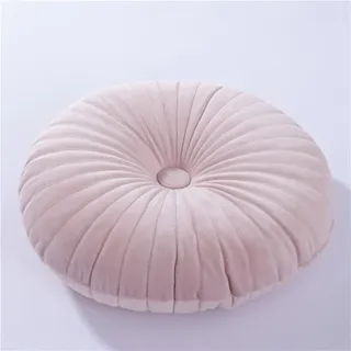 NatureMan Rundes Samt-Kürbis-Kissen, 34 cm, geeignet für Wohnzimmer, Sofa, Bett, Boden (Rosa)