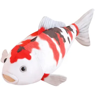 Riesen Simulation Karpfen Plüsch,Fish Pillows Dekoratives Kissen in Form eines echten Fisches, 3D Big Fish Shaped Dekokissen weichen PlüschKoi-Karpfen (rot und weiß,72x20x30 cm)