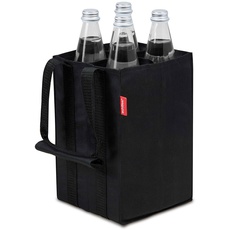 achilles Flaschentasche, Bottle Bag für 4 x 1,5 Liter Flaschen, Bottlebag, Tragetasche mit Trennwänden für Flaschen, Einkaufstasche mit 4 Fächern, 17 cm x 17 cm x 27 cm (Schwarz)