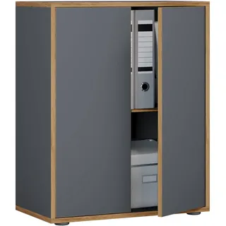 Aktenschrank VCM "Büroschrank Aktenschrank Sideboard Salia 2fach", schwarz (anthrazit), B:60cm T:33cm, Obermaterial: 100% Holz Wood., Schränke, Aktenschrank