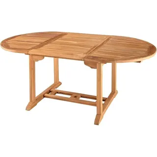 .de Ausziehbarer Gartentisch Empire Teak 120-180cm Natur Teakholz oval - Braun