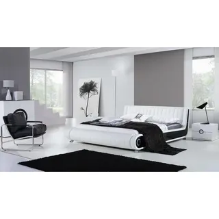 Designer Bett Ehebett Polsterbett Schlafzimmer Lederbett Neu Betten Doppelbett JVmoebel - Weiß