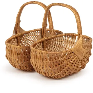 TYSK Design Kinderkorb klassisch 2er-Set (Größe und Form wählbar) Blumenkorb, Streukörbchen für Blumenkinder/Blumenmädchen, Osterkorb, Kinder-Einkaufskorb, Korb geflochten aus Weide