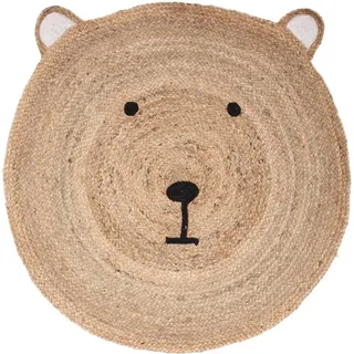 Atmosphera Juteteppich für Kinder Bär Rund 100cm Geflochten Webteppich Teppich Boho-Deko