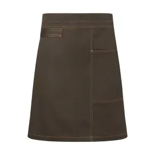 Karlowsky Urban Casual-Style Vorbinder, 70 x 50 cm, Vorbinder in Twill-Optik mit Bänder aus Schürzenstoff, Farbe: schokolade