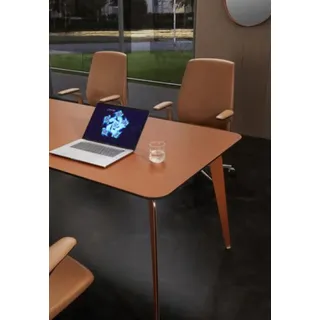 Büro Konferenztisch Tische Holz Esszimmer Besprechungs Tisch 220x102 Einrichtung - Braun