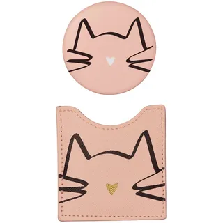 Draeger Paris 1886 Toga – Taschenspiegel Katze – rund Geburtstag, für alle Anlässe – Maße 8,5 x 8 cm 76005939 Small, Rosa