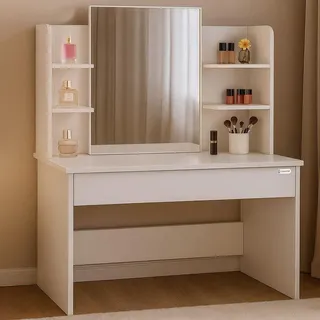 CASARIA Schminktisch Lucia Weiß 140x110x40cm