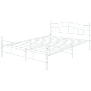 [en.casa] Metallbett Florenz 140x200cm Weiß , Lattenrost - Weiß