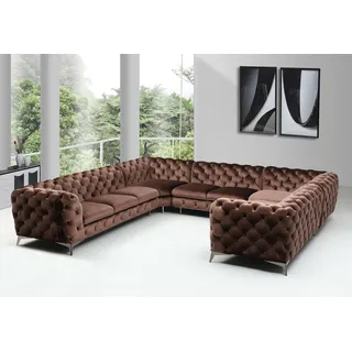 JV Möbel Chesterfield Ecksofa Wohnlandschaft 232 x 340 x 262cm - Braun