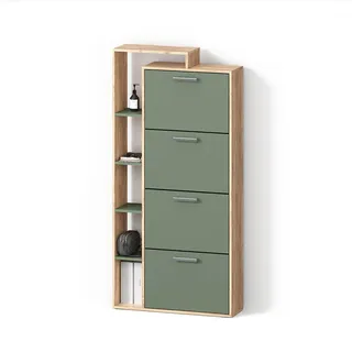 livinity® Ortello 80 x 166,1 x 24,2 cm mit 4 Fächern / Eiche/Grün