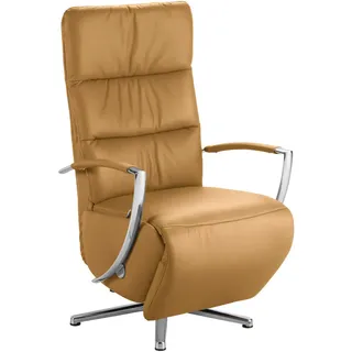 Cantus Relaxsessel , Cognac , Metall , Echtleder , Color-Finish-Leder , 64x112x80 cm , Fußauswahl, Lederauswahl, Stoffauswahl, Relaxfunktion , Wohnzimmer, Sessel, Ledersessel