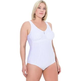 Ulla Popken Damen große Größen Übergrößen Plus Size Shaping-Body, Nadelstreifen, ohne BH tragbar, Schneeweiß