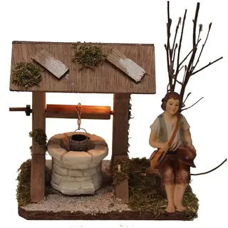 Alfred Kolbe Krippen-Zubehör »Brunnen mit Beleuchtung und Figur Hirte sitzend, Weihnachtsdeko«, braun