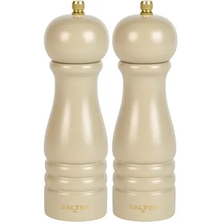 Salter Olea Salz- & Pfeffermühle – Universalmühle mit Keramikmahlwerk, durch Drehen mahlbar, einstellbar von fein bis grob, 56 g Steinsalz / 24 g Pfefferkörner, zusätzlicher Deckel inklusive