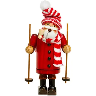 SIKORA RM-A Räuchermännchen aus Holz 3 Größen Verschiedene Motive, Farbe/Modell:A25 rot - Weihnachtsmann auf Skiern, Höhe in cm:Höhe ca. 15 cm