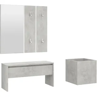 Garderoben-Set Betongrau Holzwerkstoff - Grau
